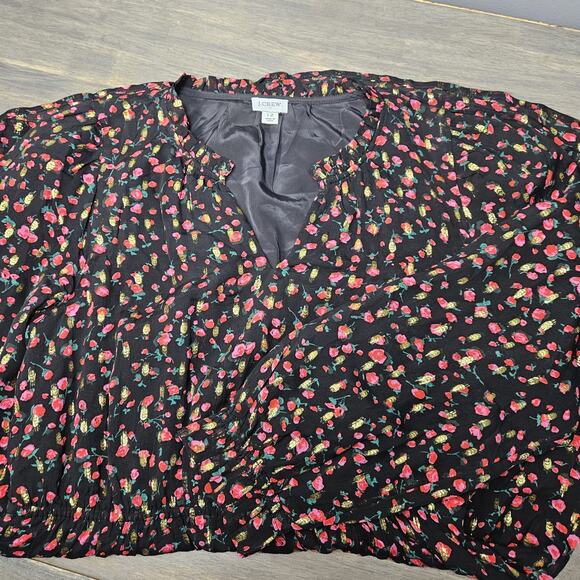 J. Crew Women’s Dress Ruffle Knee Length Clip Dot Floral Long Sleeve 12 - Picture 3 of 8